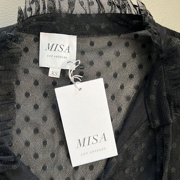 MISA Los Angeles Tiered Sleeve Bow Blouse - Black Size XS - Picture 11 of 11